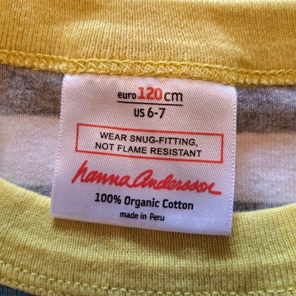 Hanna Andersson Short Sleeved Mulitcolored Stripes PJs Pajama Top Size 6-7 - Picture 3 of 4